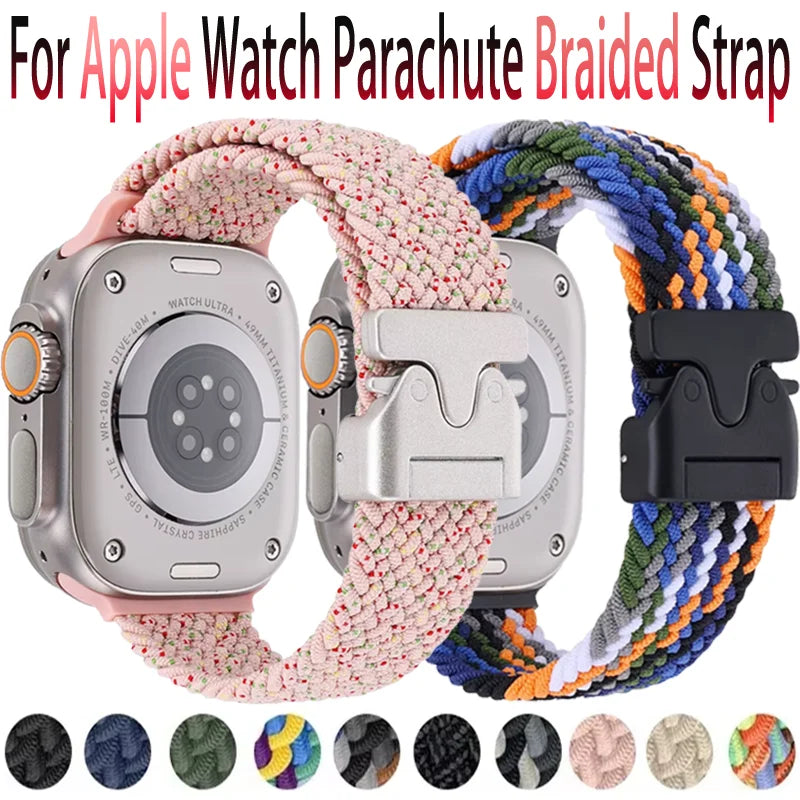 Parachute Nylon band For Apple Watch Ultra 2 11 10 9 8 7 6 5 4 SE Braided Durable Wristband Apple Watch 49mm 46mm 45mm 42mm 44mm 40mm 41mm