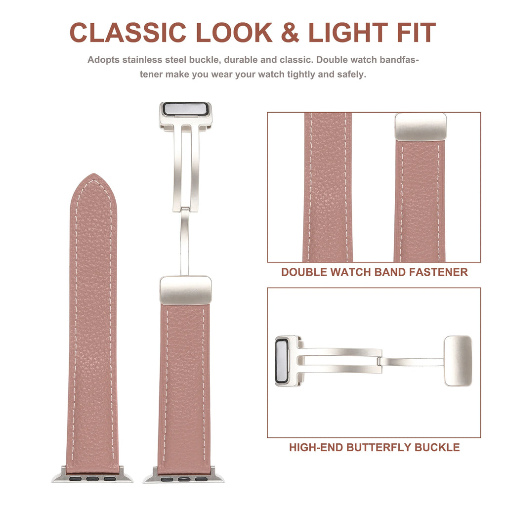 Leather band for Apple Watch band 49mm 41mm 45mm 44mm 42mm 40mm 46mm Magnetic band for Apple Watch Ultra 2 Series 10 9 8 7 6 5 SE