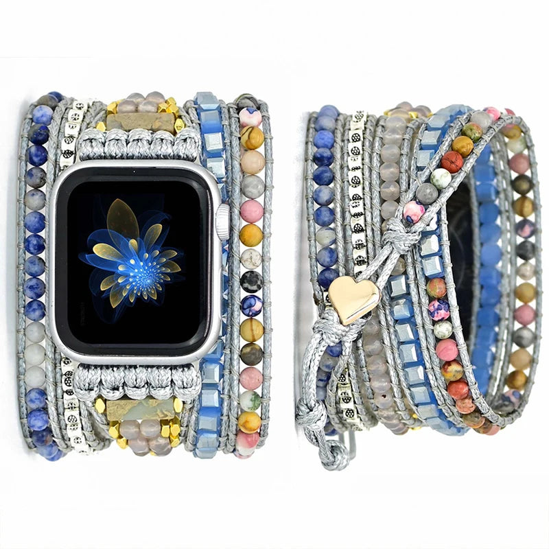 Bohemia Jewelry band for Apple Watch Series 7 38mm 40mm 42mm 44mm Handmade Vintage Natural beads braided band Apple Watch 6 SE 5 4 3