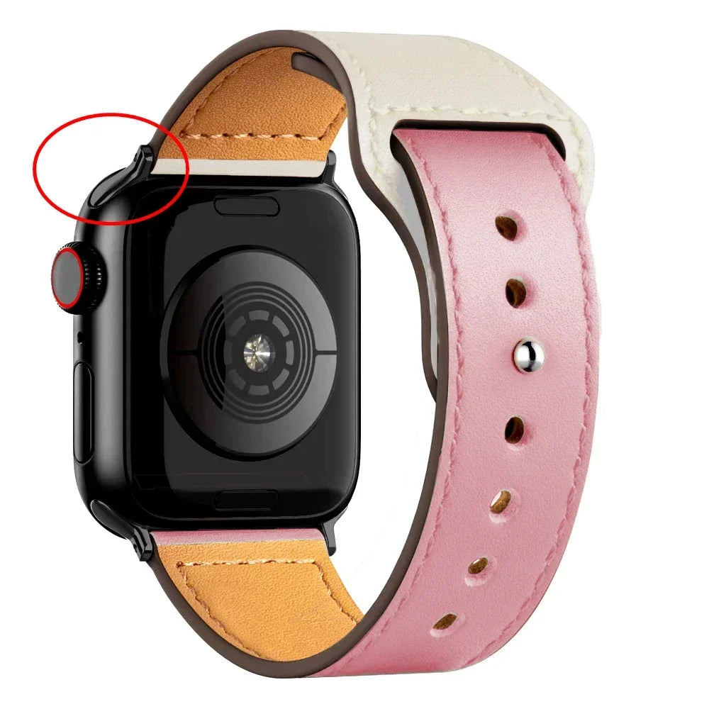 Leather band For Apple Watch Ultra 2 49mm 41mm 45mm 44mm 40mm 46mm 42mm Wrist band for Apple Watch Series 9 8 7 3 4 5 6 10