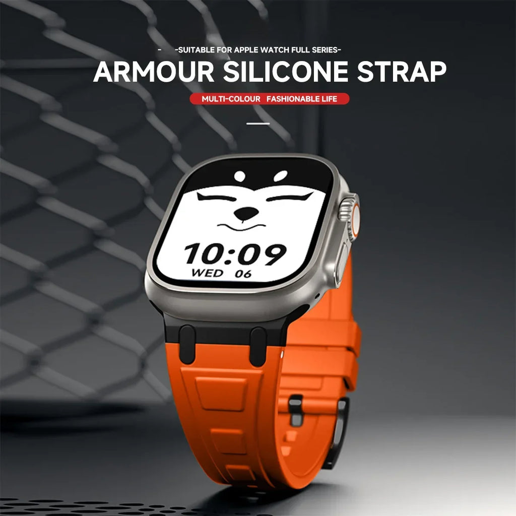 Silicone band for Apple Watch band Ultra 2 1 49mm 46mm 45mm 44mm 42mm Sport band for Apple Watch Series 10 9 8 7 6 5 SE Correas