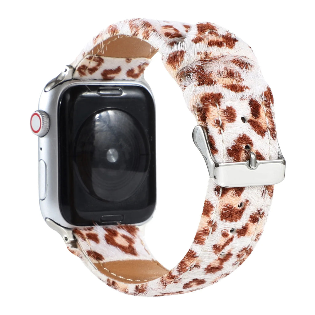 Leopard Horse Hair Leather band For Apple Watch band 40mm 41mm 42mm 44mm 45mm 49mm Apple Watch band Series 4 5 6 7 8 9 SE Ultra