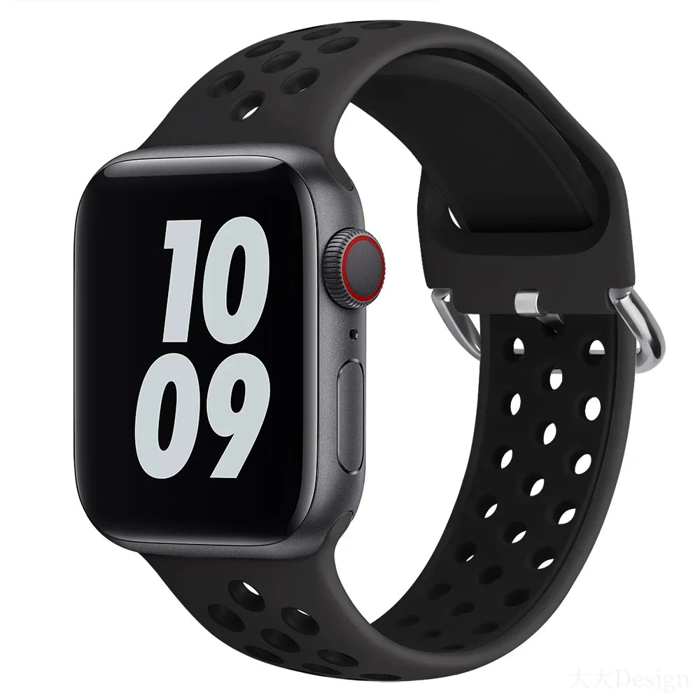 Silicone band For Apple Watch 6 5 4 SE 44mm 40mm 10 9 8 7 41mm 42mm 45mm 46mm Sport wristband Apple Watch Ultra 2 49mm band