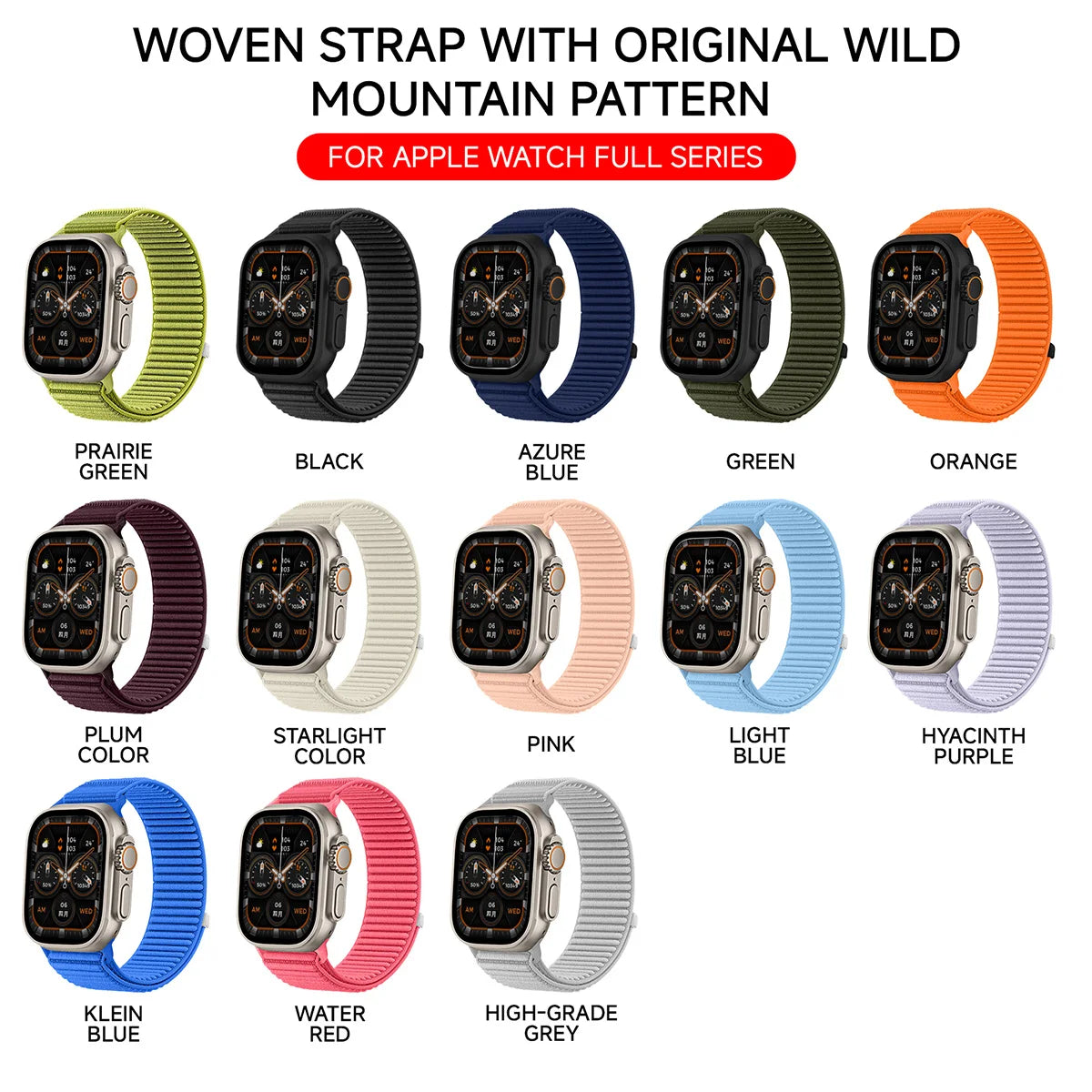 Nylon Braided Sport band For Apple Watch band 10 42mm 46mm band for Apple Watch 9 8 7 6 5 4 SE Ultra 2 49mm 46mm 45mm 44mm 42mm 41mm 40mm 38