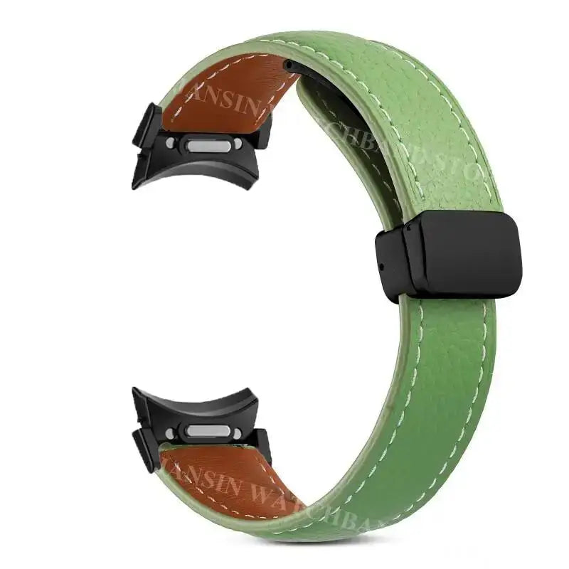 No Gaps Leather Band For Samsuang Galaxy Watch 7 6 5 4 40 44mm 5Pro Magnetic Buckle Strap Galaxy Watch 4 6 Classic 43 4742 46mm