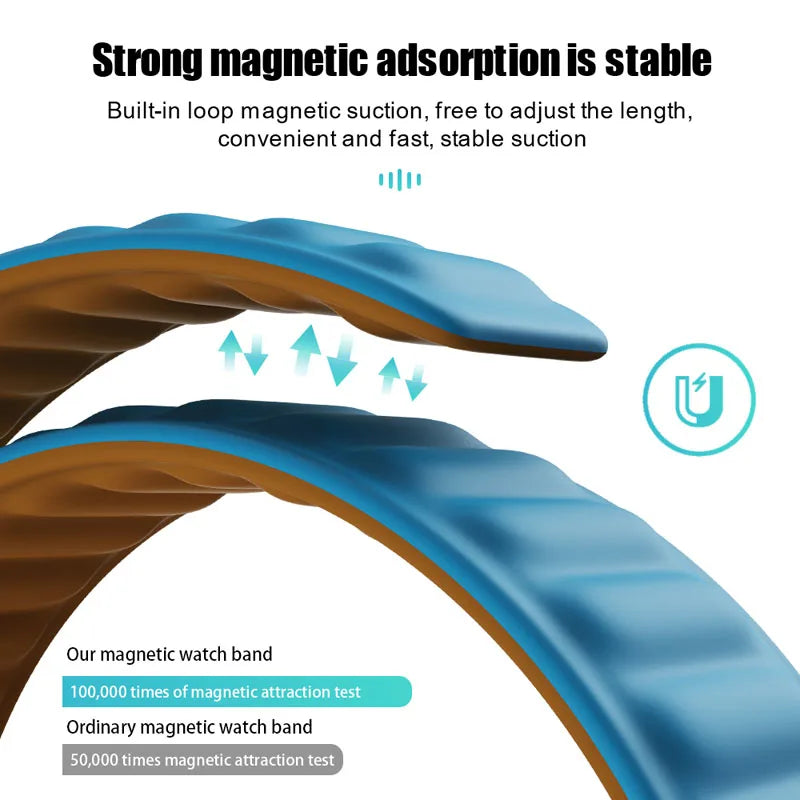 Silicone Link band for Apple Watch band 44mm 40mm 45mm 41mm 46mm 49mm Magnetic Loop band Apple Watch Series SE 7 8 9 Ultra 2 10