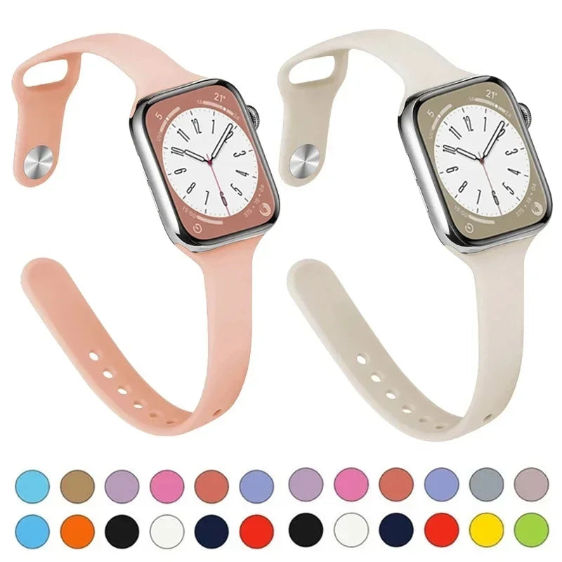 Slim band for Apple Watch band 44mm 40mm 38mm 42mm Ultra 49mm Silicone band correa Apple Watch Series 6 SE 5 4 3 7 8 45mm 41mm