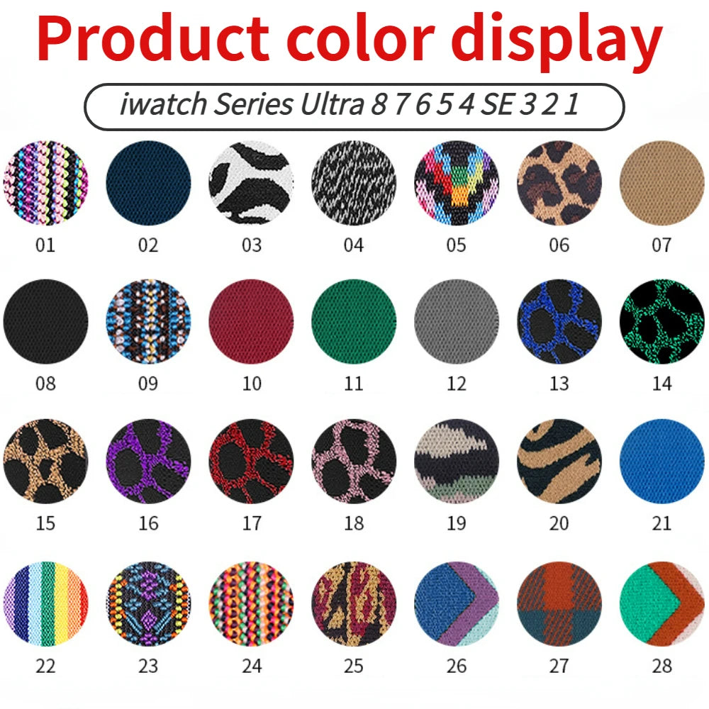 Nylon Loop band for Apple Watch band 45mm 44mm 42mm 40mm 41mm 46mm band Apple Watch Series 11 10 9 8 7 6 5 SE Ultra 3 49mm band