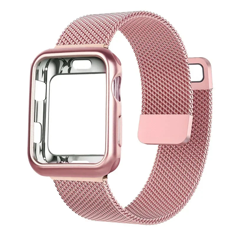 Milanese Case+band for Apple Watch band 9 8 7 6 SE 5 4 49mm 45mm 41mm 40mm 44mm 42mm watch band For Apple Watch Series 10 Correa 46mm