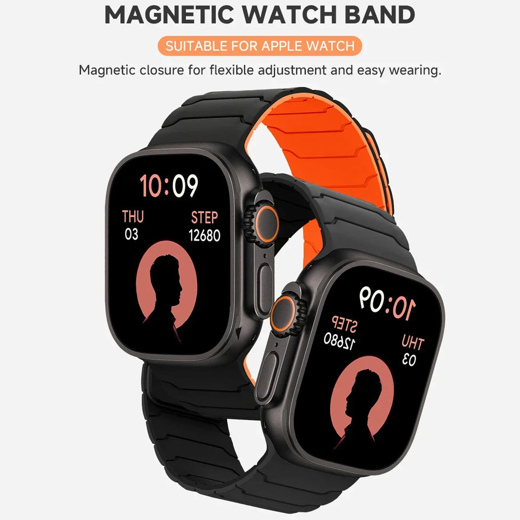 Magnetic band for Apple Watch band Ultra 2 49mm 46mm 44mm 41mm 45mm 42mm Silicone band Apple Watch Series 10 9 8 7 6 5 4 SE band