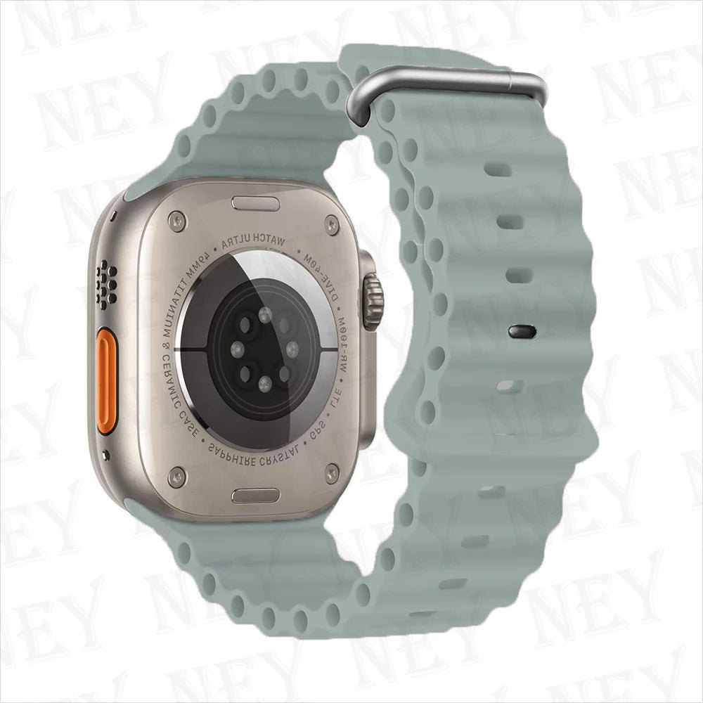 Ocean band for Apple Watch Ultra 2 49mm 44mm 45mm 42mm 38mm 40mm 41mm silicone band correa Apple Watch Series 9 8 7 SE 6 5 4 3 band