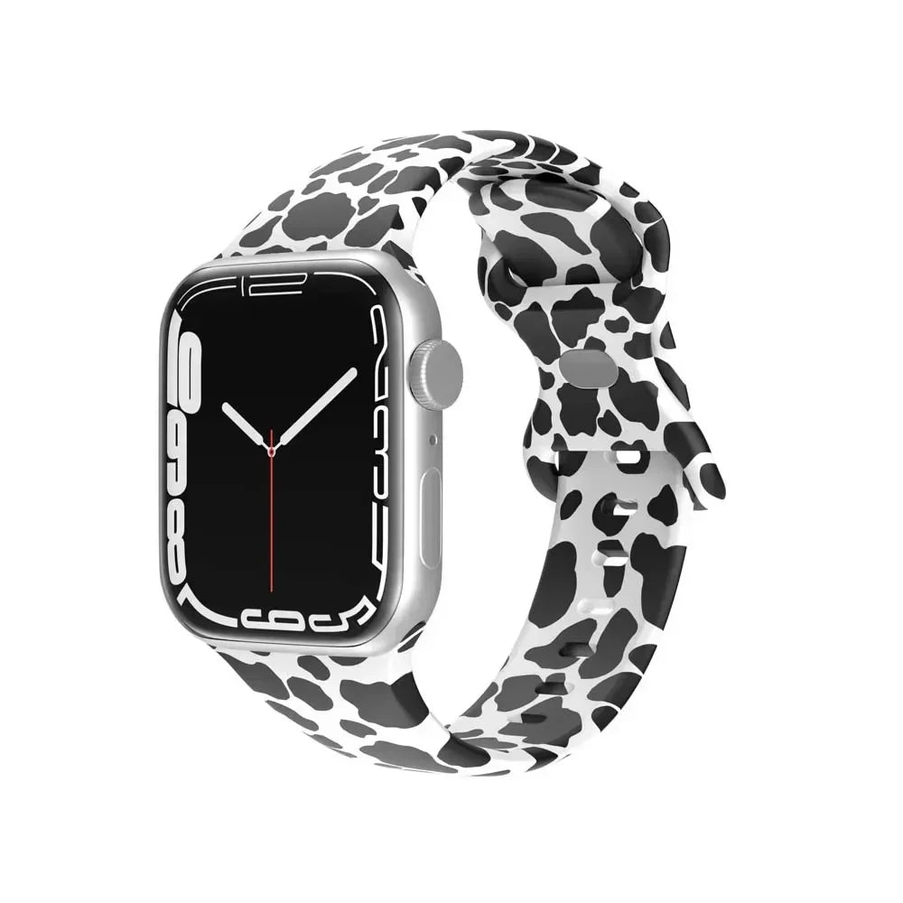 Printed Floral band For Apple Watch Ultra band 49mm 41mm 40mm 38mm 45mm 44mm 42mm Silicone band Apple Watch Series 9 8 7 SE 6 5 4 3