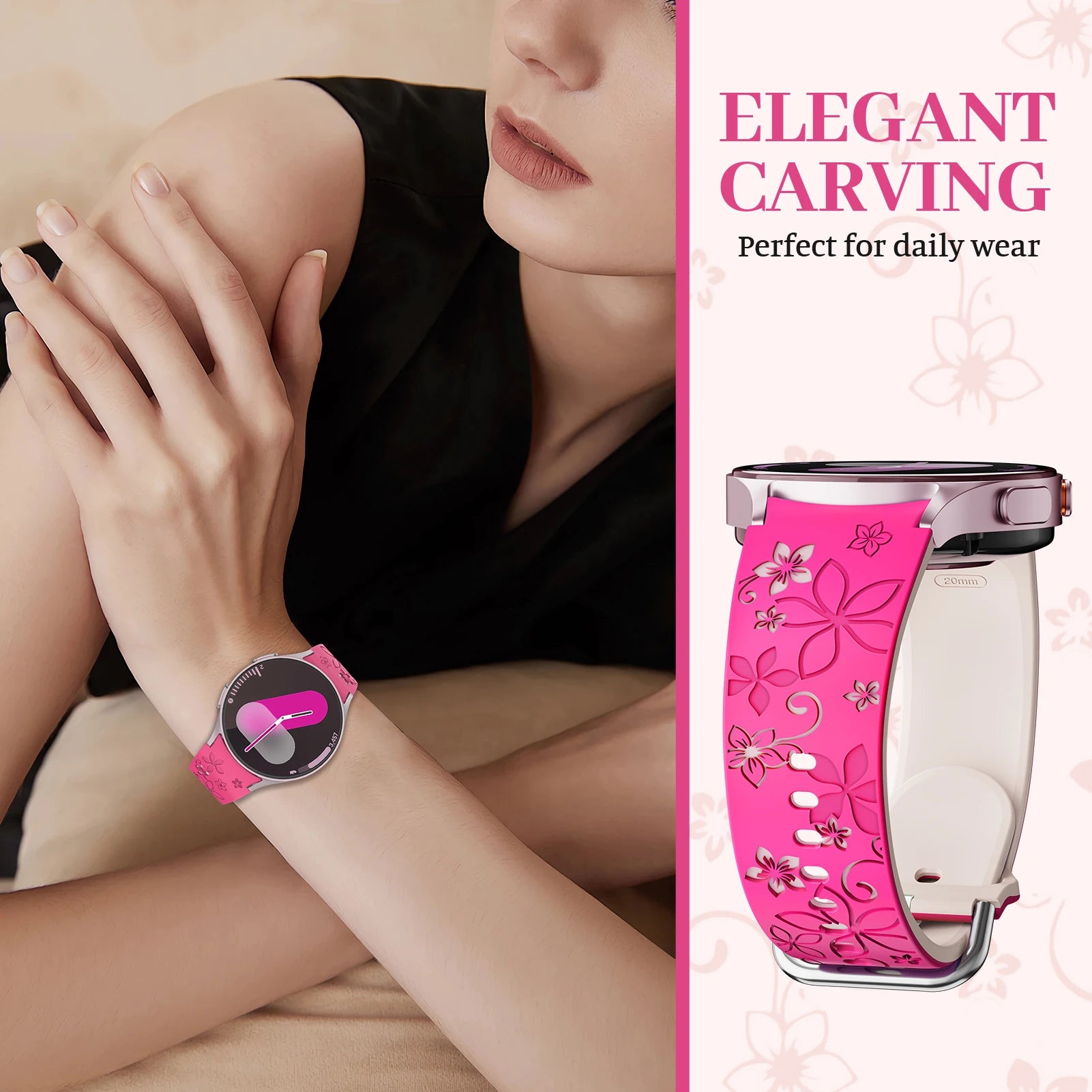 No Gaps Band for Samsung Galaxy Watch 7/5 Pro/4 6 Classic 40 44mm Engraved Silicone Sport Bracelet correa Galaxy Watch 7 Straps