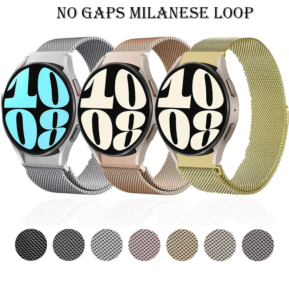 No Gaps Band For Samsung Galaxy Watch 7/FE/6/4/5/5 pro 44mm 40mm 20mm Milanese Loop Bracelet Galaxy 4-6 classic 43mm 47mm Band
