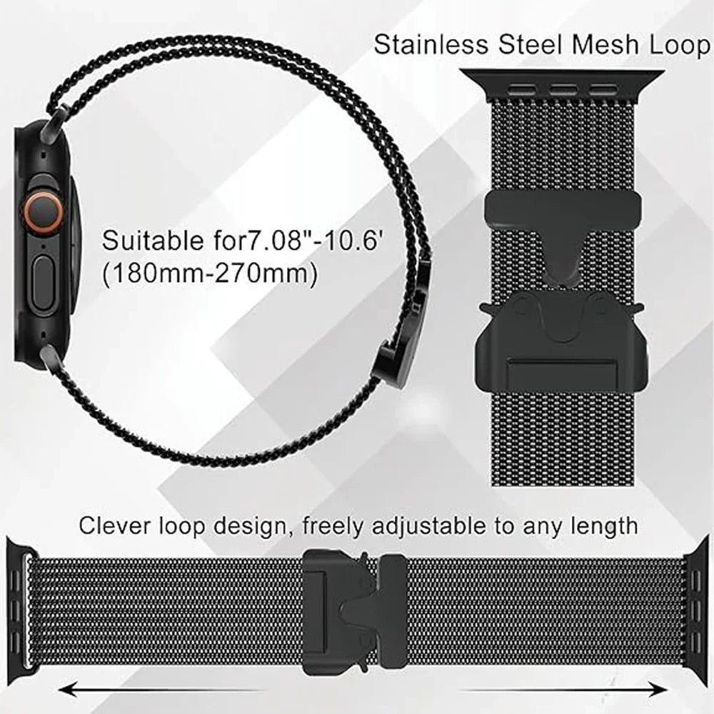 Titanium Official 1:1band For Apple Watch Ultra band 49mm S10 46mm 42mm 45mm 44mm 38mm 40mm 41mm Milanese band Apple Watch 10 9 8 7 6 5 SE 4