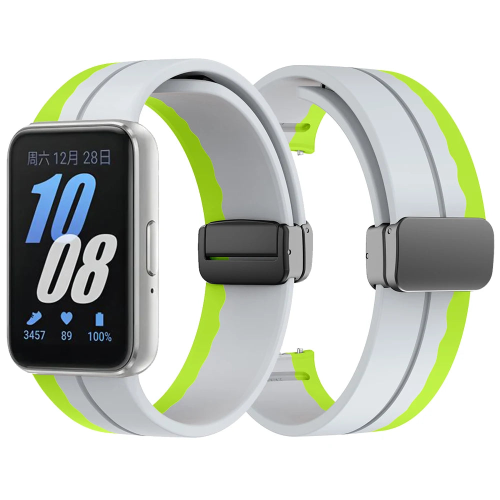 Sports Silicone Band For Samsung Galaxy Fit3 Fit 3 SM-R390 Magnetic D Buckle Strap Wristband Bracelet Replacement Accessories