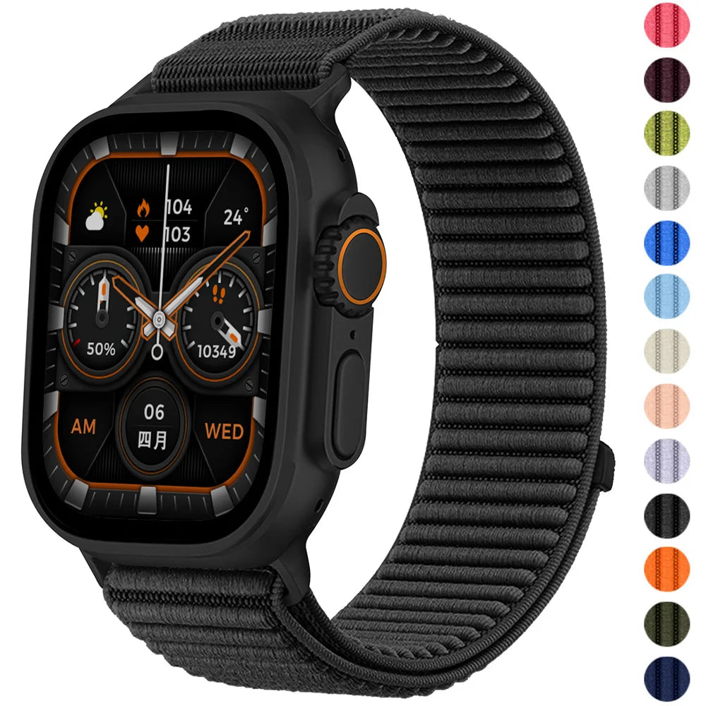Nylon Braided Sport band For Apple Watch band 10 42mm 46mm band for Apple Watch 9 8 7 6 5 4 SE Ultra 2 49mm 46mm 45mm 44mm 42mm 41mm 40mm 38