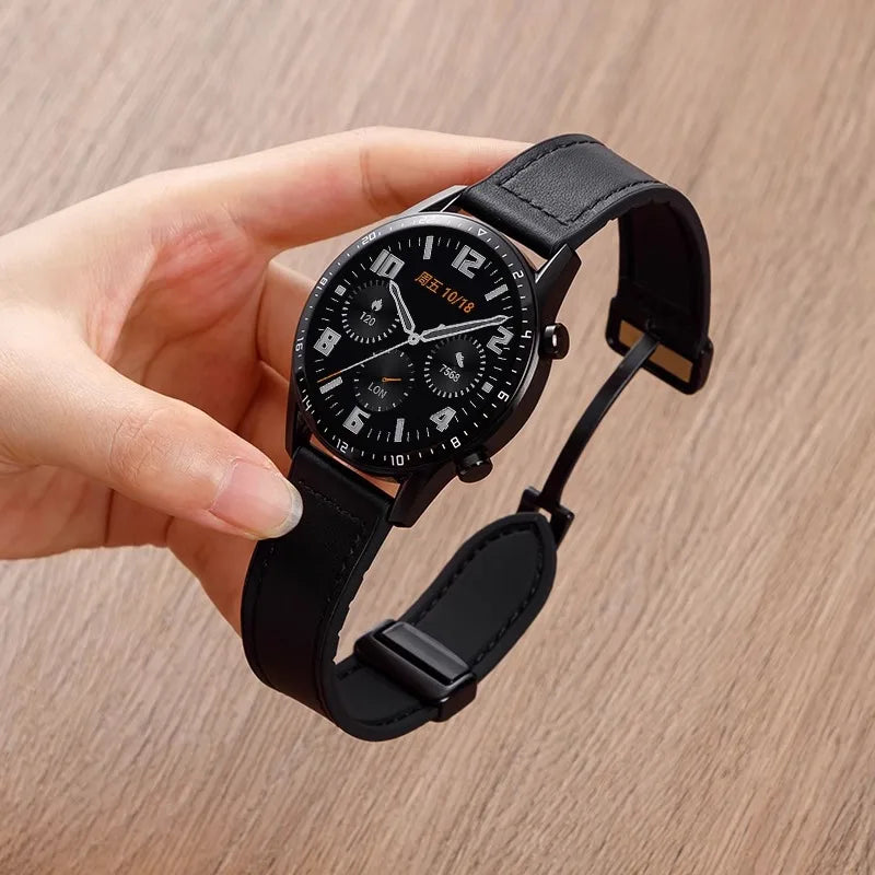 Leather Silicone Strap For Samsung Galaxy Watch 4 5 6 7 40mm/44mm Magnetic Band For Galaxy Watch 4/6 Classic 43 47mm 42 46mm