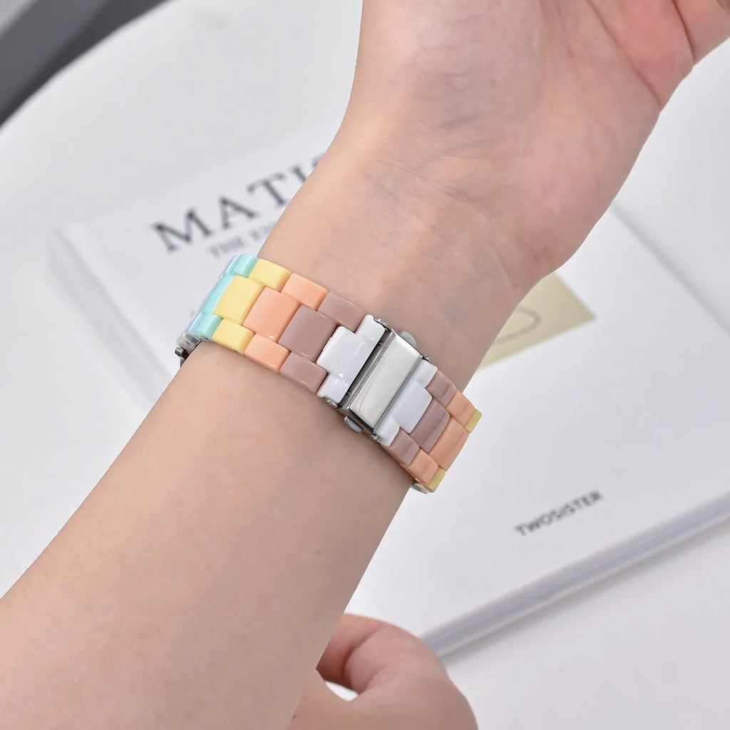 New Rainbow Color Resin band For Apple Watch 42mm 45mm 44mm 41mm 40mm Macaron Girl watch band For Apple Watch 8 7 6 5 4 3 band Accessories