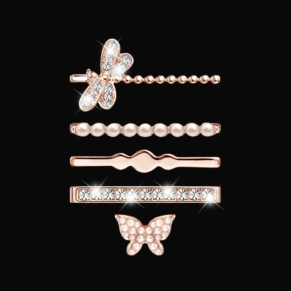 5pcs Decoration Ring For Apple Watch band Series 10 8 7 9 6 Diamond Jewelry Charms for Samsung Huawei Silicone band accessories