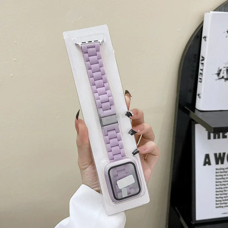 Watch band+Case+glass For Apple Watch band 44mm 40mm 38mm 42mm Candy band Apple Watch Ultra 2 49mm serie 9 8 7 6 5 4 3 SE 41mm 45mm