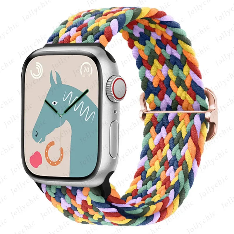 Braided Solo Loop band For Apple Watch Ultra 2 band 49mm 44mm 40mm 45mm 41mm 42mm 38mm band Apple Watch Series 9 8 7 6 SE 3