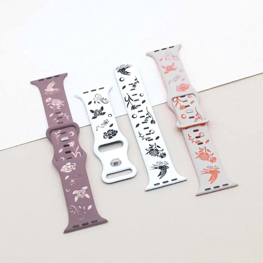 Silicone band For Apple Watch band 42mm 46mm 44mm 41mm 40mm 45mm 49mm Ultra Swallow Engraved band Apple Watch Series 10 9 7 SE 6 8 5