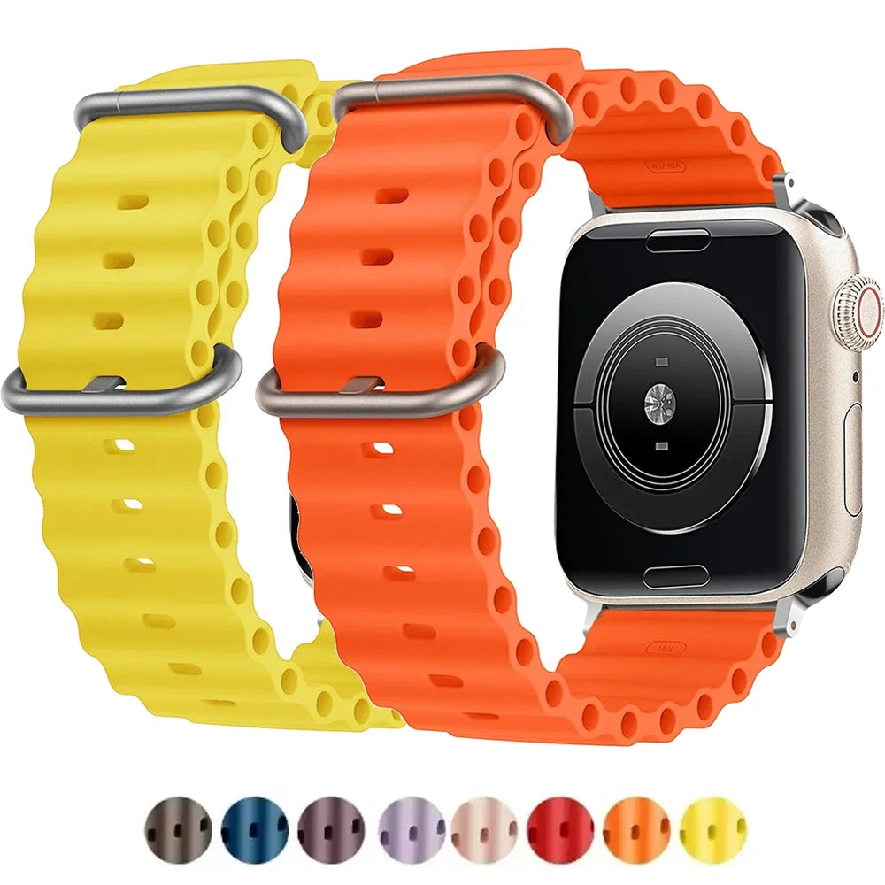Silicone Ocean band for Apple Watch band Series Ultra 9 8 7 6 5 4 10 SE Apple Watch band 42mm 44mm 45mm 49mm 40mm 41mm 46mm band