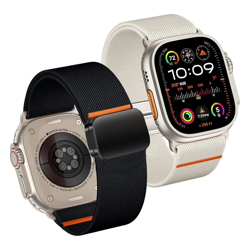 Magnetic band For Apple Watch band 49mm 45mm 46mm 44mm 42mm Nylon Sport Correa band Apple Watch Series Ultra 2 10 9 8 7 6 5 SE