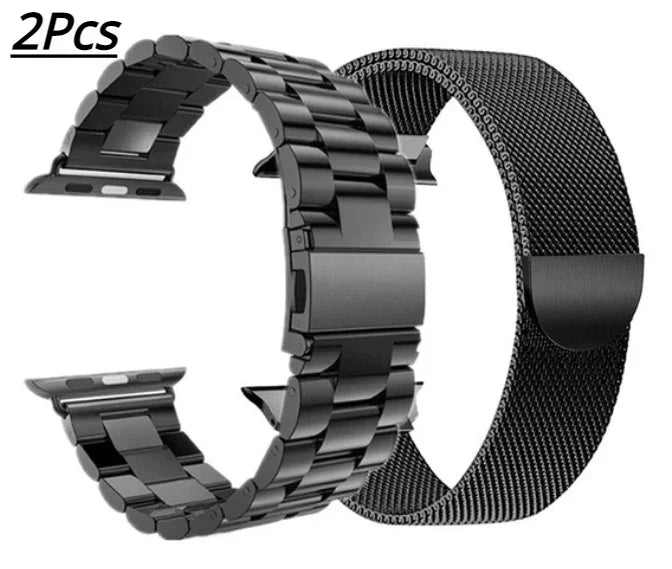 2pcs Stainless Steel band For Apple Watch band 49mm 45mm 41mm 40mm 44mm metal correa band belt Apple Watch Series9 8 7 6 5 SE 4