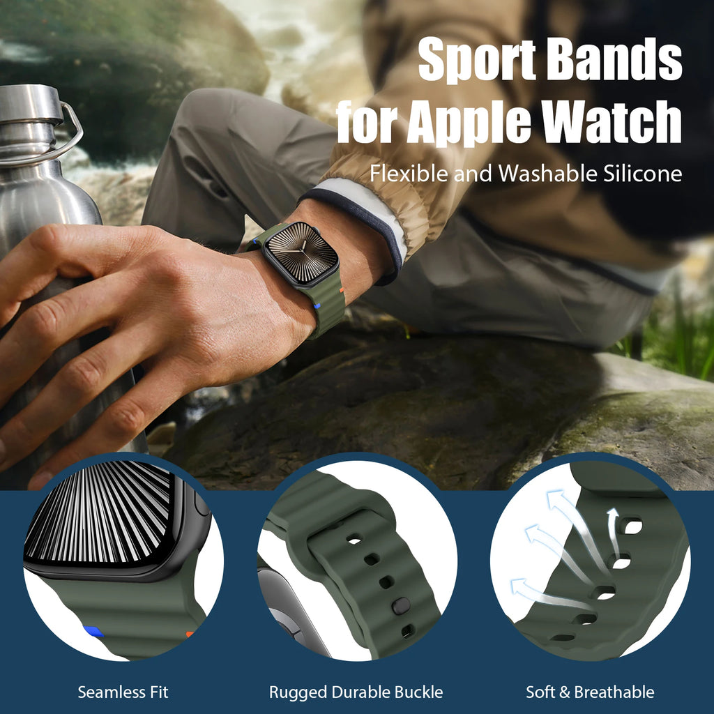 Sport Silicone band for Apple Watch band 44mm 40mm 49mm 45mm 46mm 42mm 38mm 41mm correa band Apple Watch Series 10 SE 9 Ultra 2