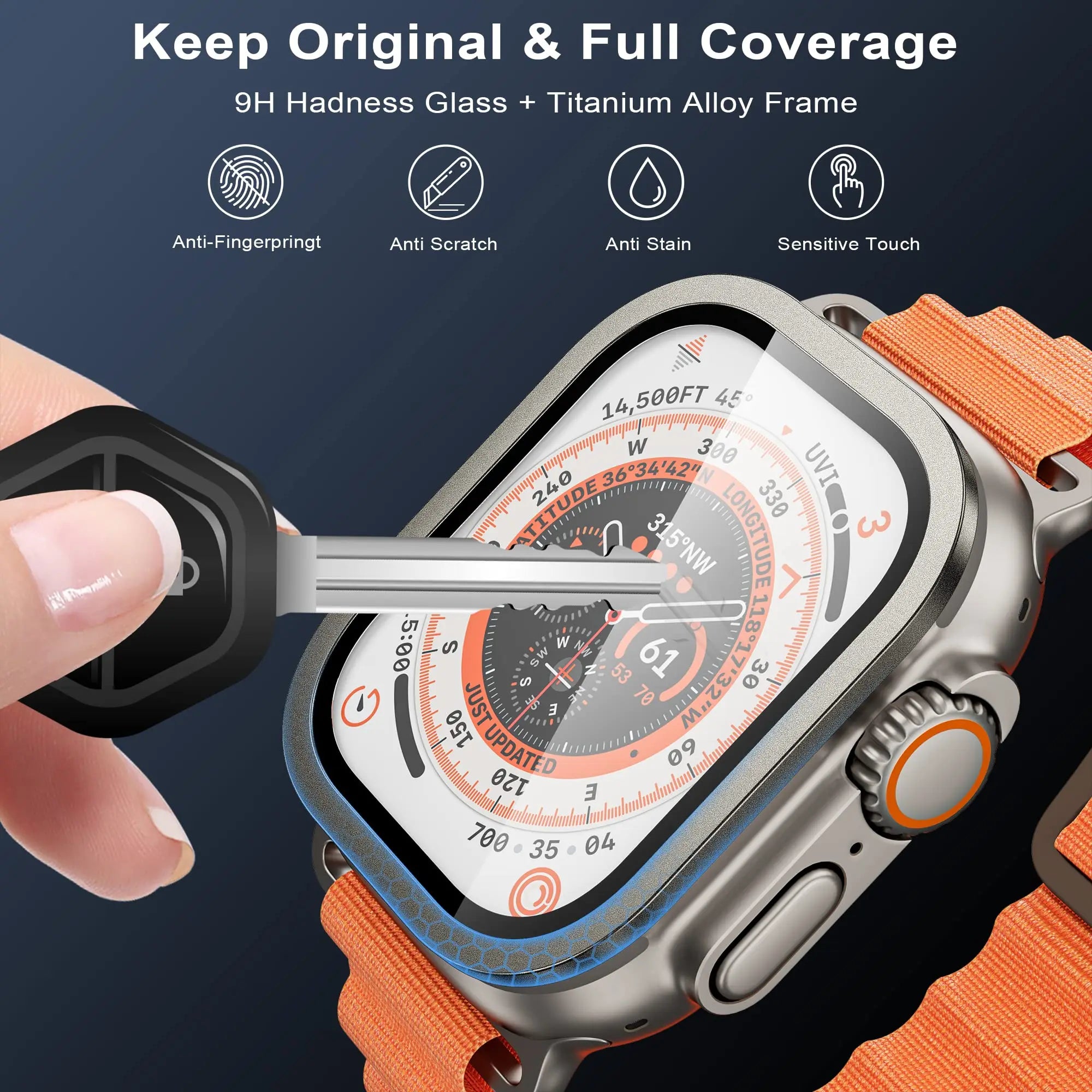 Tempered Glass For Apple Watch band Ultra 49mm Screen Protector Anti Scratch HD Full Film metal Bumper Apple Watch Ultra 49mm band
