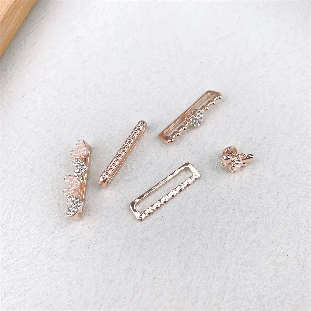5pcs Decoration Ring For Apple Watch band Series 10 8 7 9 6 Diamond Jewelry Charms for Samsung Huawei Silicone band accessories