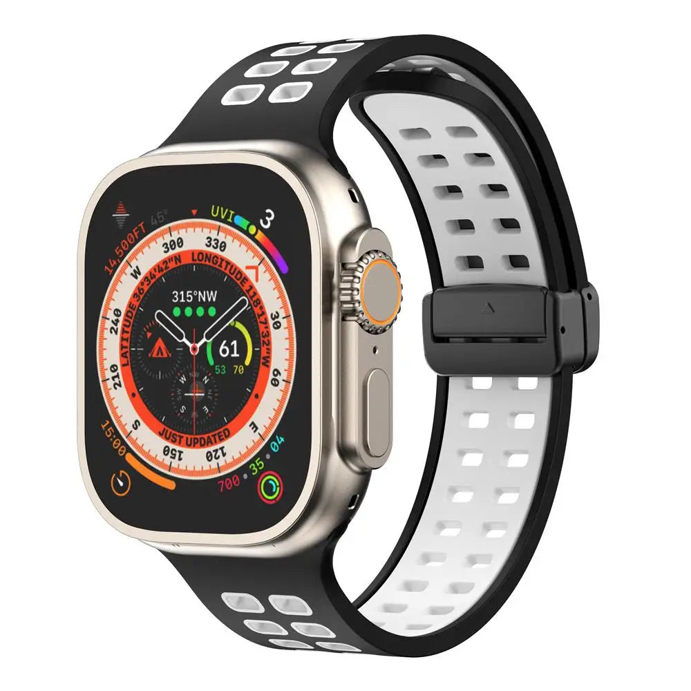 Magnetic buckle band For Apple Watch Ultra 2 band 49mm 44mm 40mm 45mm 41mm 38mm Silicone band Apple Watch Series 7 3 6 5 SE 8 9
