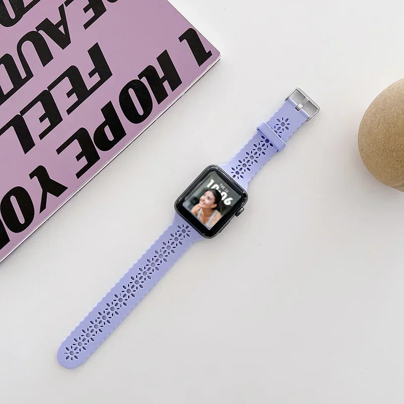 Silicone band For Apple Watch 44mm 40mm 38mm 42mm Ultra 2 49mm Sport band Apple Watch Series 9 7 8 6 SE 5 4 3 41mm 45mm band