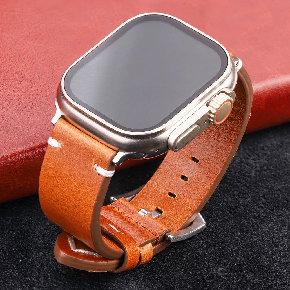 Handmade Vintage Leather band For Apple Watch Ultra 49mm Series 9 8 7 6 4 SE 49mm 45mm 44mm 42mm 41mm 40mm 38mm Accessories Watchband