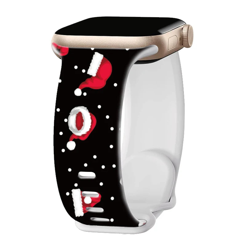 Silicone Christmas band for Apple Watch band 46mm 41mm 42mm 44mm 45mm 49mm Sport band for Apple Watch 11 10 9 8 7 6 5 SE Ultra 3