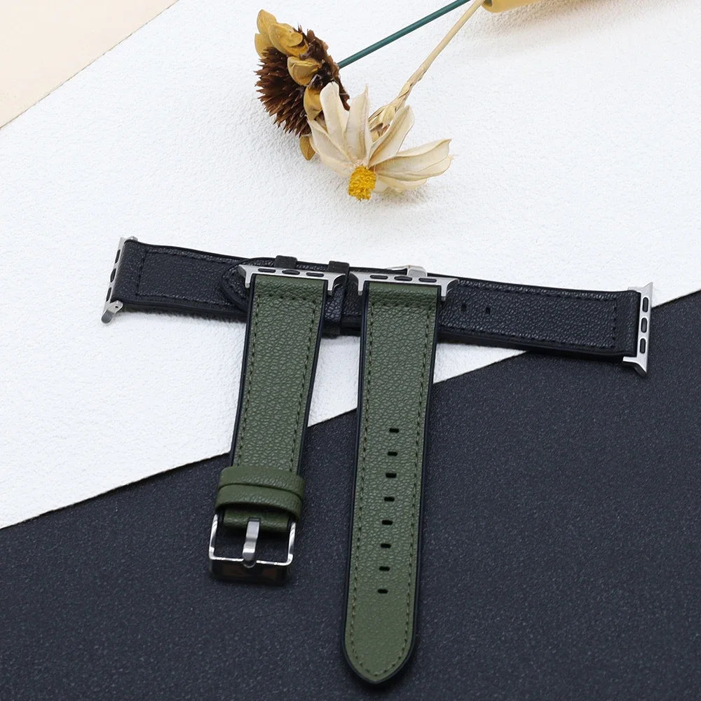 PU Leather band for Apple Watch band 45mm 44mm 40mm 42mm 46mm 41mm Ultra 49mm soft band for Apple Watch Series 10 9 8 7 6 5 SE 4