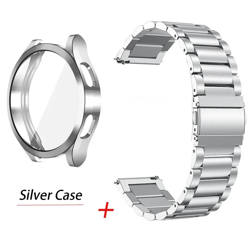 Strap+Screen Case Protector For Samsung Galaxy Watch 7 6 5 4 40mm 44mm Band Cover For Samsung Galaxy Watch 7 44mm Metal Bracelet