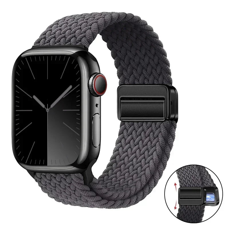 Magnetic Braided band For Apple Watch band 46mm 42mm 45mm 41mm 44mm 40mm Ultra 2 49mm Nylon band Apple Watch 10 9 8 7 6 5 4 SE
