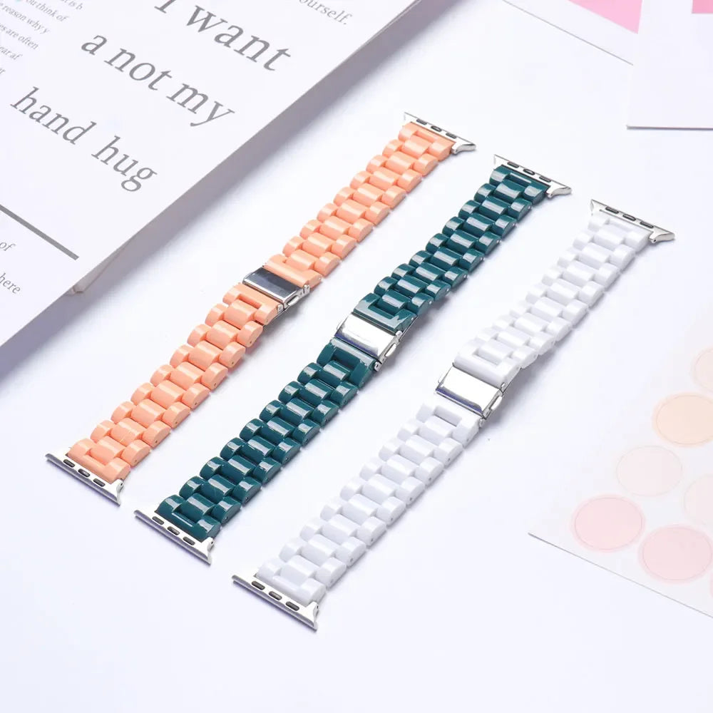 Resin Watch band for Apple Watch 44mm band 42mm 38mm correa watch band for Apple Watch Series 10 8 7 6 SE 5 4 40mm 41mm 45mm 49mm Ultra