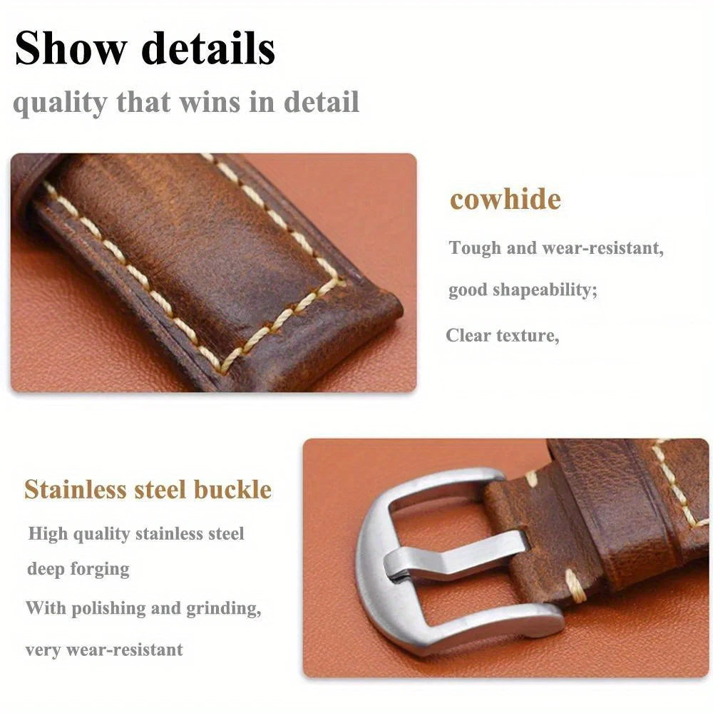 Vintage Cow Leather Watch band for Apple Watch band 46mm 42mm 49mm 45mm 44mm Ultra 3 2 Leather band for Apple Watch Series 11 10 9