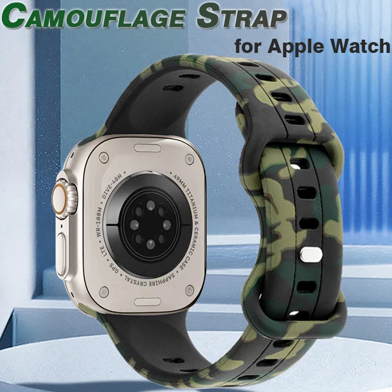 Silicone band For Apple Watch band 49mm 45mm 41mm 44mm 40mm 42mm 38mm 45mm Camouflage band Apple Watch Series Ultra 8 SE 7 6 5