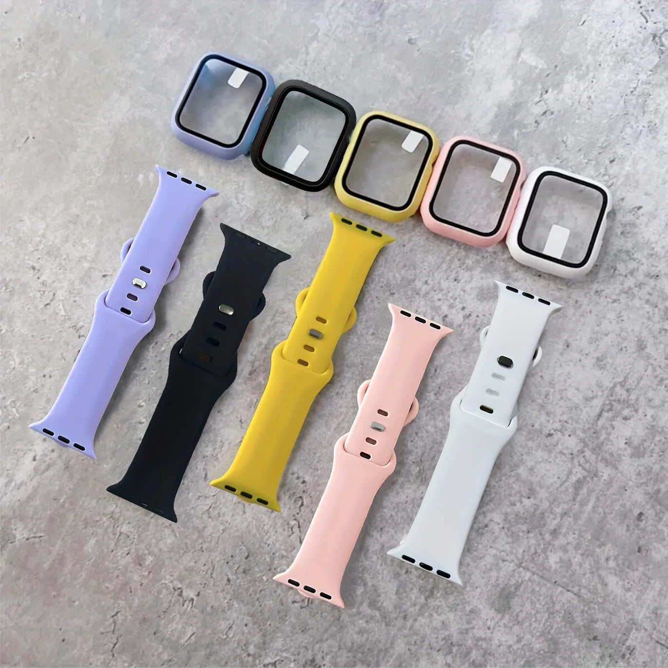Glass+Case+watchbands For Apple Watch band 44mm 41mm 45mm 40mm 38mm 42mm Silicone band Apple Watch serises 9 8 4 5 6 SE 7 band