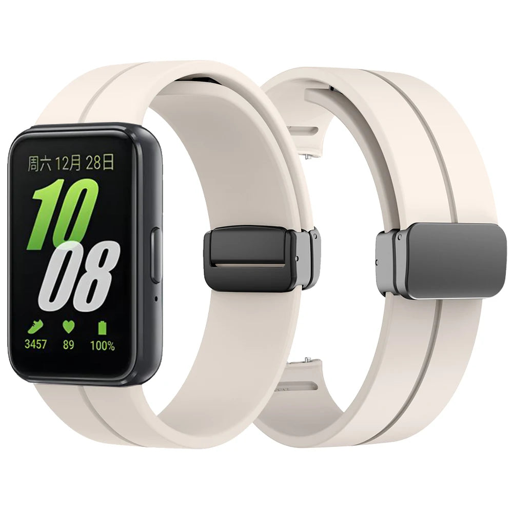 Sports Silicone Band For Samsung Galaxy Fit3 Fit 3 SM-R390 Magnetic D Buckle Strap Wristband Bracelet Replacement Accessories