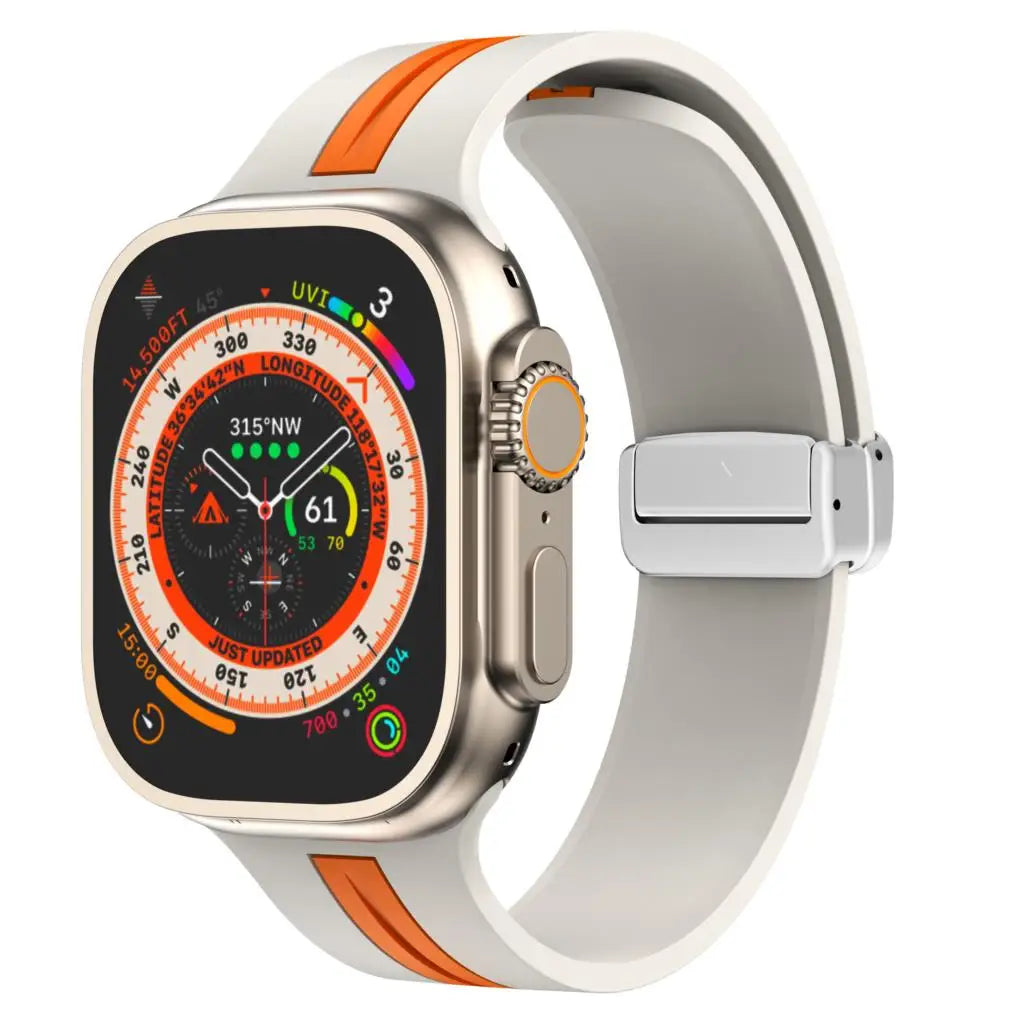 Magnetic buckle band For Apple Watch Ultra 2 band 49mm 44mm 40mm 45mm 41mm 38mm Silicone band Apple Watch Series 7 3 6 5 SE 8 9