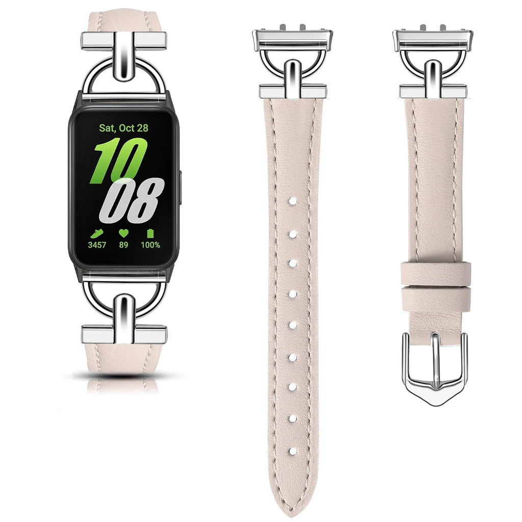 Samsung Galaxy Fit 3 Metal+Leather Strap for Samsung fit 3 Smart Watch Accessories Wristband for Galaxy Fit 3 Bracelet Belt