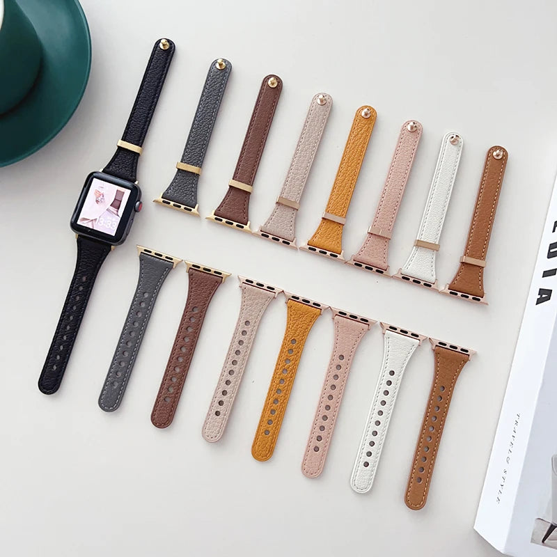 Sheepskin band for Apple Watch 10 band 46mm 42mm 41mm 45mm 40mm 44mm Slim Leather Women band Apple Watch Series 8 7 SE 6 5 Belt