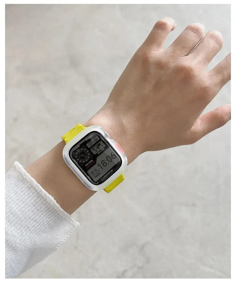 Candy Silicone Case+ band For Apple Watch Series 9 45mm band 8 7 42mm 41mm SE 6 5 4 3 2 1 44mm 40mm 38mm Apple Watch Ultra 2 49mm