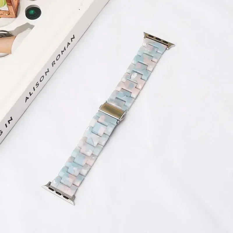 Luxury Resin band for Apple Watch Ultra 2 band 49mm 45mm 41mm 40mm 44mm 38mm 42mm Link band Apple Watch Series 9 7 8 6 SE 5 4 3